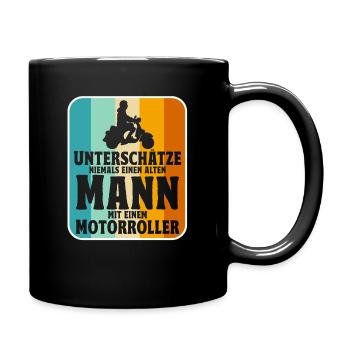 Rollerfahrer Geschenke Motorroller Scooter - Tasse einfarbig - Schwarz - Rechts