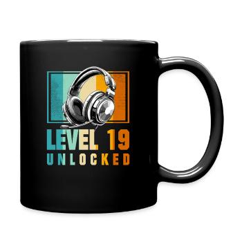 19th Birthday Boy Video Gamer Level 19 Unlocked - Full Colour Mug - black - Right