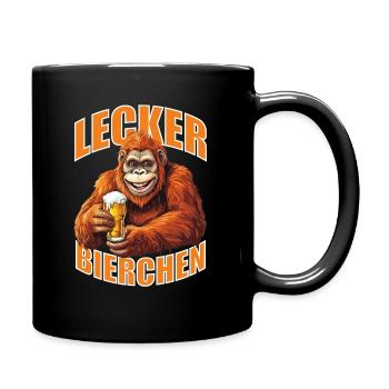 Lecker Bierchen X Orang-Utan mit Bier lustiges - Tasse einfarbig - Schwarz - Rechts