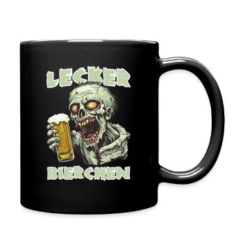 Lecker Bierchen X Zombie mit Bier spaßiges - Tasse einfarbig - Schwarz - Rechts