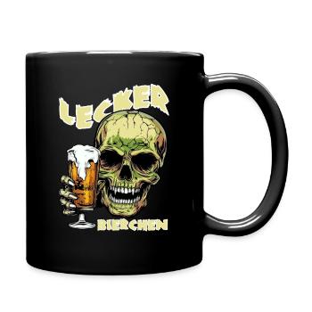 Lecker Bierchen X Totenkopf mit Bier lustiges - Tasse einfarbig - Schwarz - Rechts