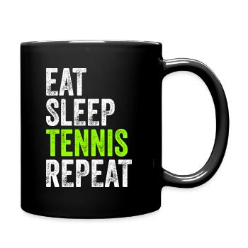 EAT SLEEP TENNIS REPEAT lustiges Geschenk Vintage - Tasse einfarbig - Schwarz - Rechts