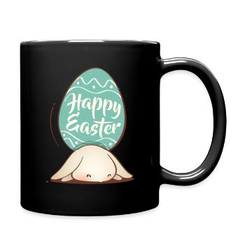 Doux lapin de Pâques avec oeuf coloré et lettrage - Mug uni - noir - Droite