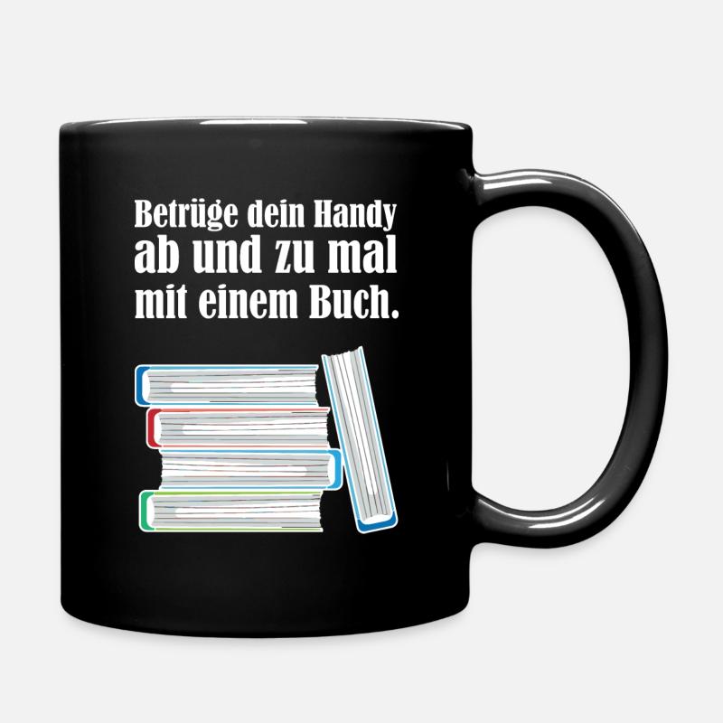 Buch Bücher Leser Lesen - Tasse einfarbig - Schwarz