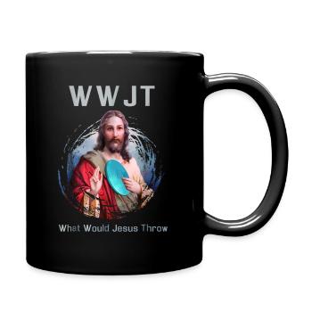 Lustiges Disc Golf Frisbee Jesus Geschenk - Tasse einfarbig - Schwarz - Rechts