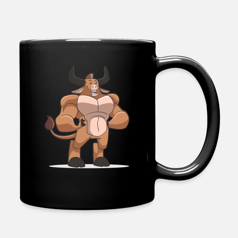 Bulle Stier Muskeln Geschenk - Tasse einfarbig - Schwarz