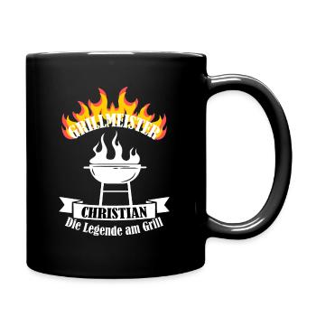 Grillmeister Christian lustiger Spruch Vorname - Tasse einfarbig - Schwarz - Rechts