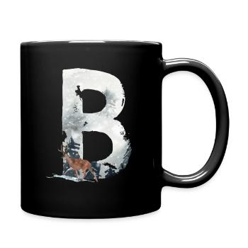 B – caractère décoratif – hiver - Mug uni - noir - Droite
