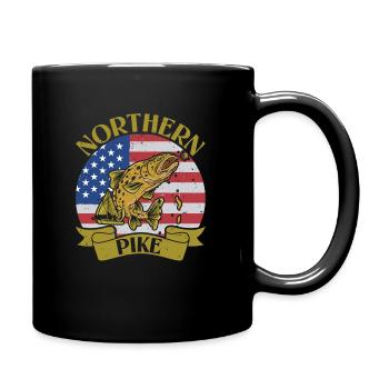 Hecht Fischer Angler Süßwasser USA - Tasse einfarbig - Schwarz - Rechts