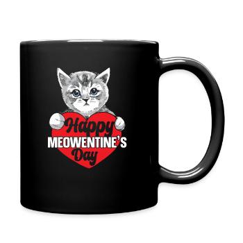 Valentine's Day Gift February 14 Cute Cat - Full Colour Mug - black - Right