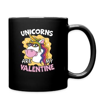 Valentine's Day Gift February 14 Cute Unicorn - Full Colour Mug - black - Right
