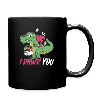Valentine's Day Dinosaur T-Rex February 14 Dino - Full Colour Mug - black - Right