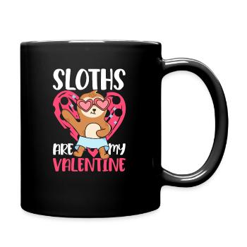 Valentinstag-Geschenk 14. Februar Süsses Faultier - Tasse einfarbig - Schwarz - Rechts