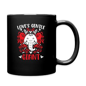 February 14 Valentine's Day Gift Cute Elephant - Full Colour Mug - black - Right