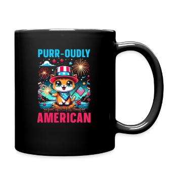 4. Juli-katze Patriotisch, 4. Juli, Usa-flagge. - Tasse einfarbig - Schwarz - Rechts