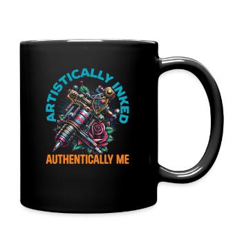 Tattoo Artist Tattooed, I Love Tattoos With - Full Colour Mug - black - Right