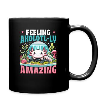 Kawaii Axolotl Walking Fish Mexican - Full Colour Mug - black - Right