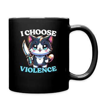 Lustige Katze Kitten - Tasse einfarbig - Schwarz - Rechts