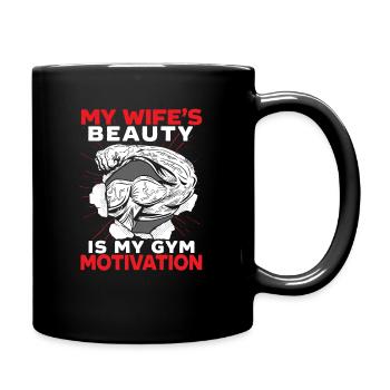 Lustiger Ehemann, Motivation, Bodybuilder, Lachen, - Tasse einfarbig - Schwarz - Rechts