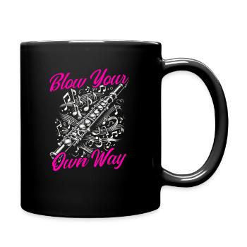 Flute player, flutist, musician, - Full Colour Mug - black - Right