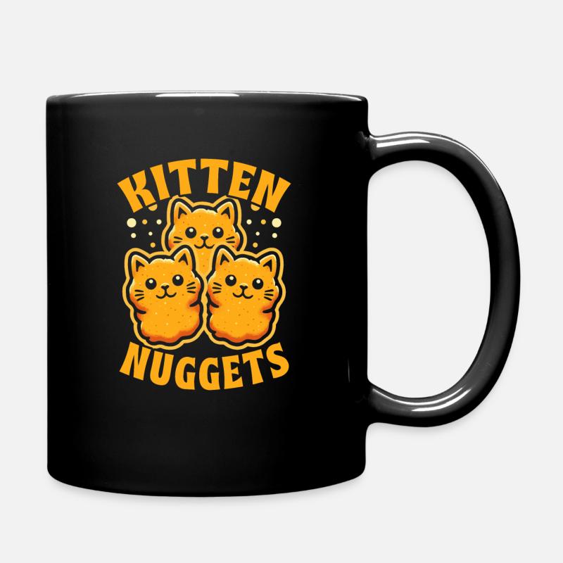 Chicken Nugget Fast Food Katze - Tasse einfarbig - Schwarz