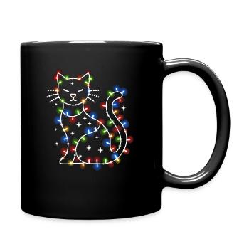 Cat Christmas Holiday Time - Full Colour Mug - black - Right