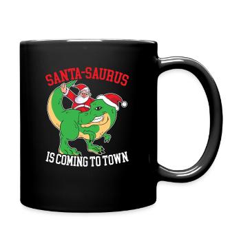 Dinosaur Christmas Tree, Santa Claus, - Full Colour Mug - black - Right