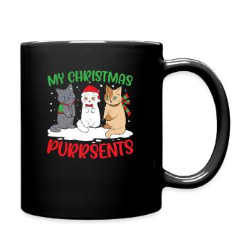 Cat Christmas Holiday Time - Full Colour Mug - black - Right