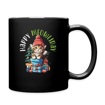 Cat Christmas Holiday Time - Full Colour Mug - black - Right