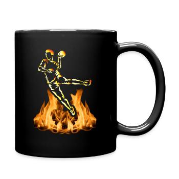 Joueur de handball en flammes Cadeau de handball - Mug uni - noir - Droite
