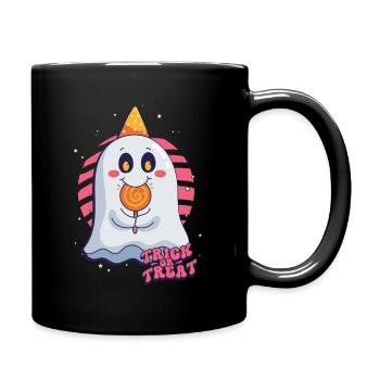 Süsses oder Saures Halloween Geist - Tasse einfarbig - Schwarz - Rechts