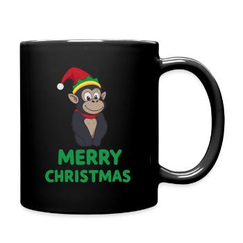 Süßer Weihnachtsaffe - Tasse einfarbig - Schwarz - Rechts