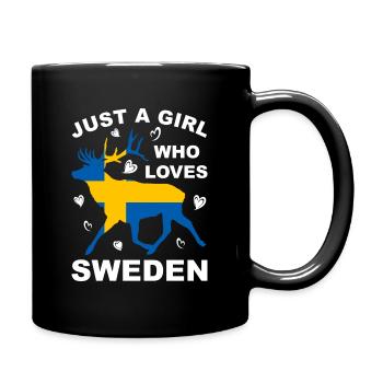 Schweden Flagge Elch Skandinavien Urlaub Reise - Tasse einfarbig - Schwarz - Rechts