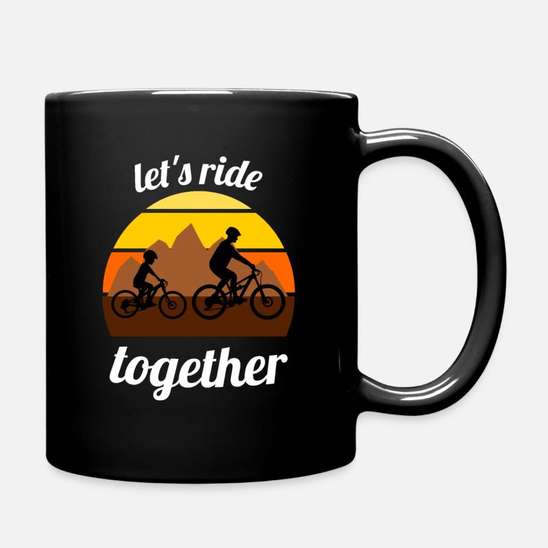 Vélo de montagne Père et fils - faisons du vélo ensemble - Mug uni - noir