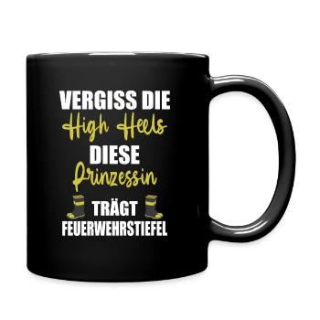 Feuerwehr Feuerwehrfrau Higheels Geschenk - Tasse einfarbig - Schwarz - Rechts