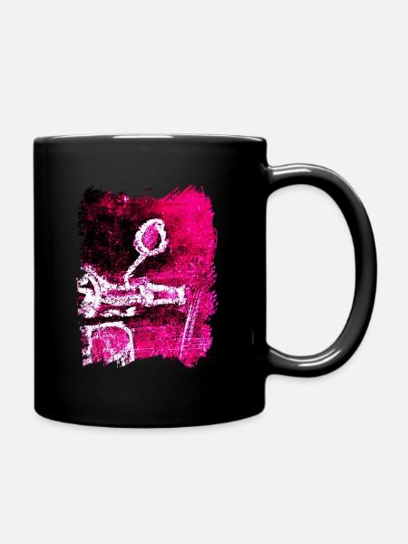 Retro Scooter Look 001 rosa groß Rand neu - Tasse einfarbig - Schwarz