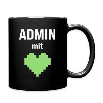 Admin mit Herz - Tasse einfarbig - Schwarz - Rechts