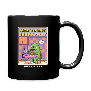 Zeit zum Frühstück Monster Retro Pixel Gaming - Tasse einfarbig - Schwarz - Rechts
