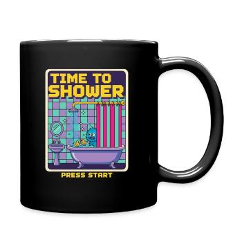 Time To Shower Monster Retro Pixel Bath Game Funny - Full Colour Mug - black - Right