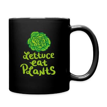 Lettuce Eat Plants Vegan Pun Gift - Full Colour Mug - black - Right