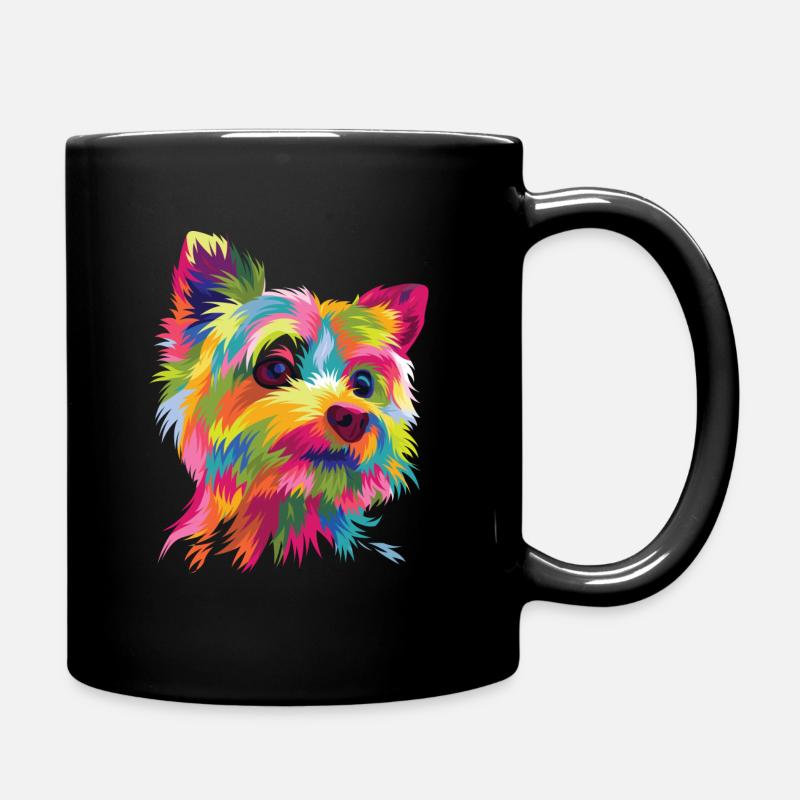 Popart Comic Hund Yorkshire Terrier Yorkie - Tasse einfarbig - Schwarz