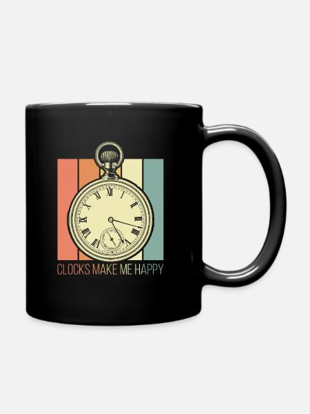 Uhren machen mich glücklich - Tasse einfarbig - Schwarz