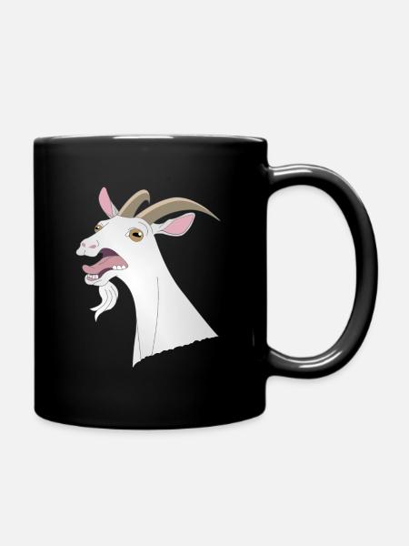 Fou drôle chèvre cri animal dents cornes - Mug uni - noir