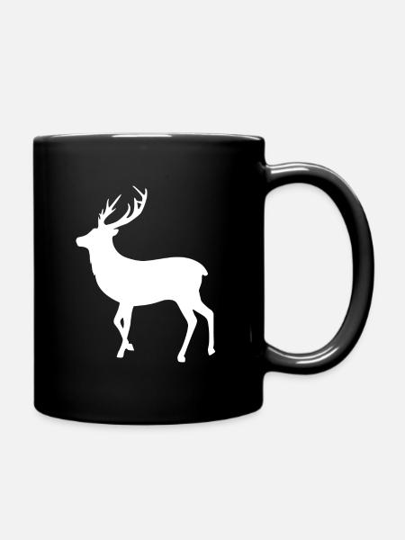 Reh mit Geweih - Tasse einfarbig - Schwarz