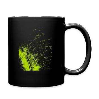 Abstract feather / line / green / pattern - Full Colour Mug - black - Right