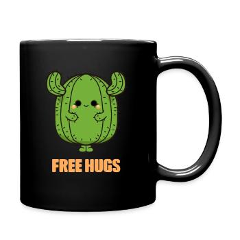 Green Cactus Cartoon Free Hugs - Tasse einfarbig - Schwarz - Rechts