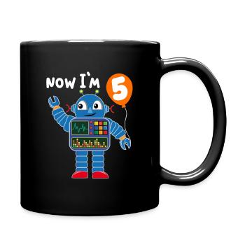 Roboter 5. Geburtstag - Tasse einfarbig - Schwarz - Rechts