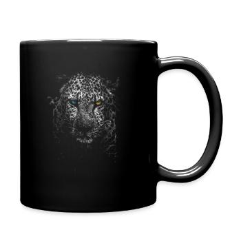 white leopard - Full Colour Mug - black - Right