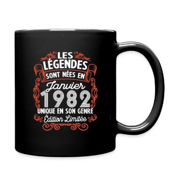 Vintage Flourish Cadeau Anniversaire Janvier 1982 - Mug uni - noir - Droite