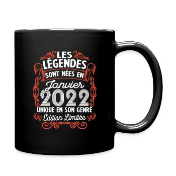 Vintage Flourish Cadeau Anniversaire Janvier 2022 - Mug uni - noir - Droite